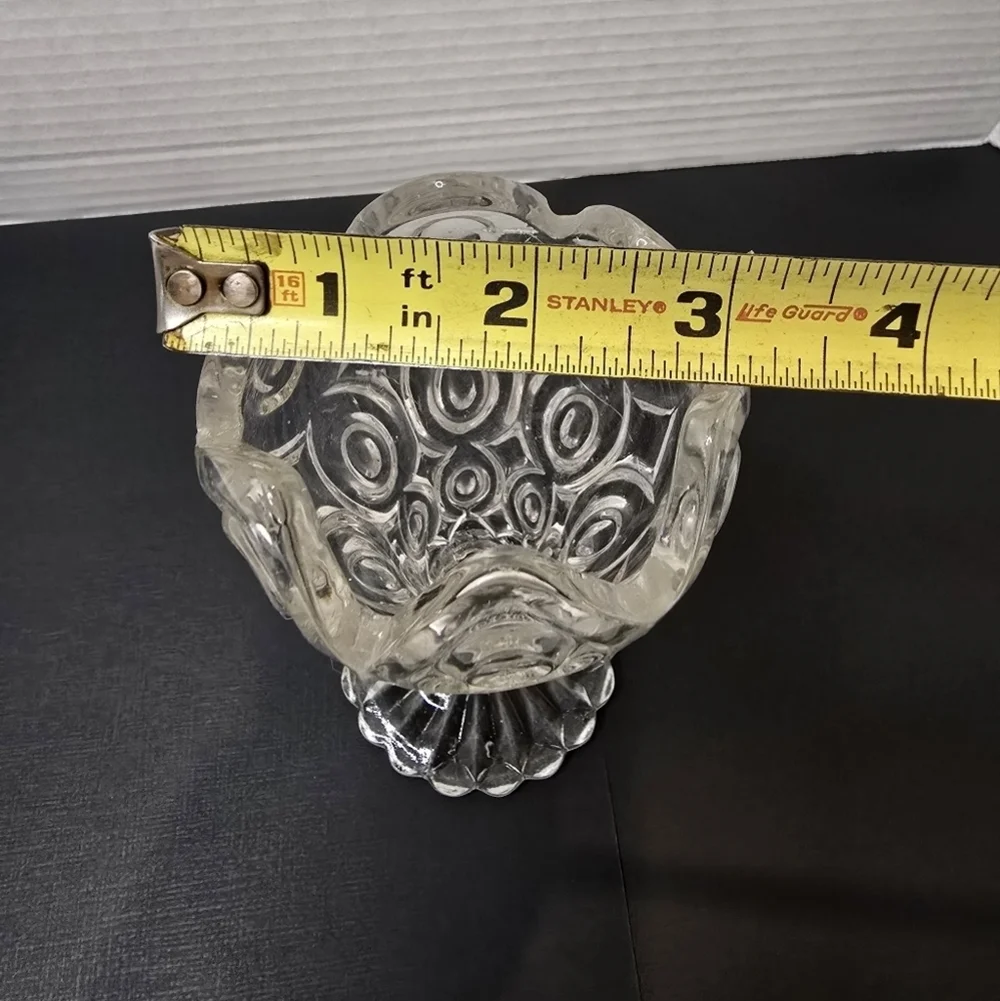 Vintage EAPG Clear Pressed Glass Vase Button Hobstar Compote 6 1/4